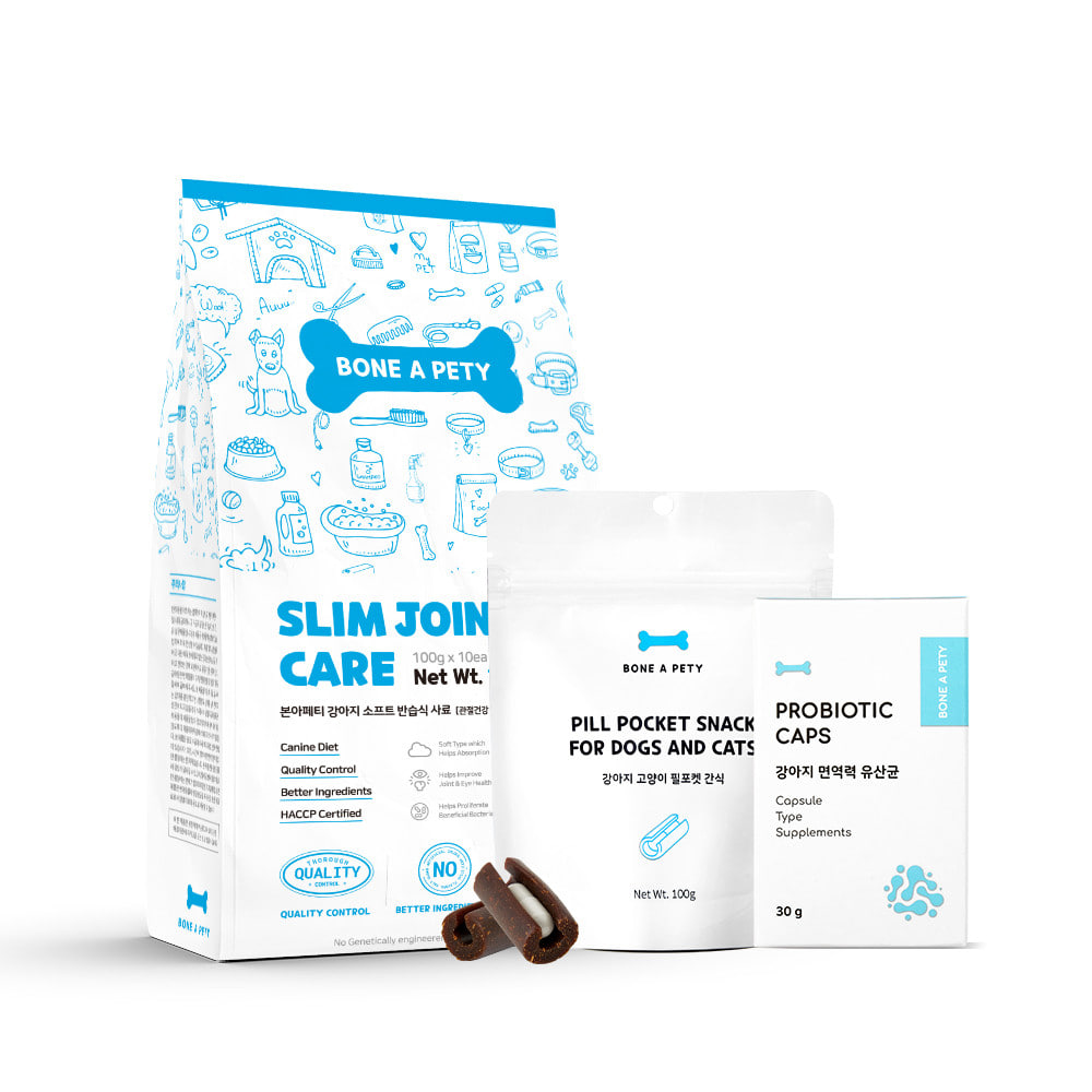 [Dog Diet Plan] Slim and Joint Care 1Kg + Dog Probiotics 60 capsules + Pill Pocket Snack 100g